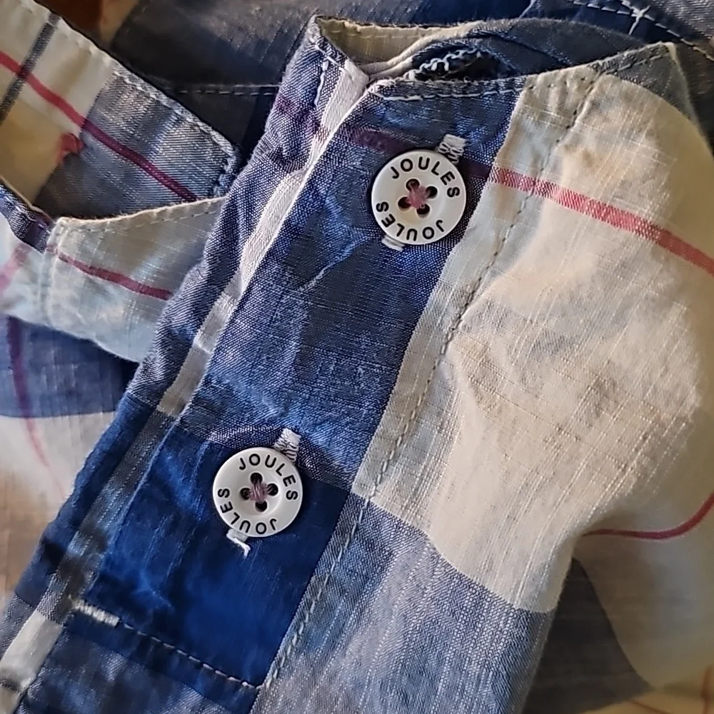 Joules overall shorts... pink, white and blue plaid... super cute!